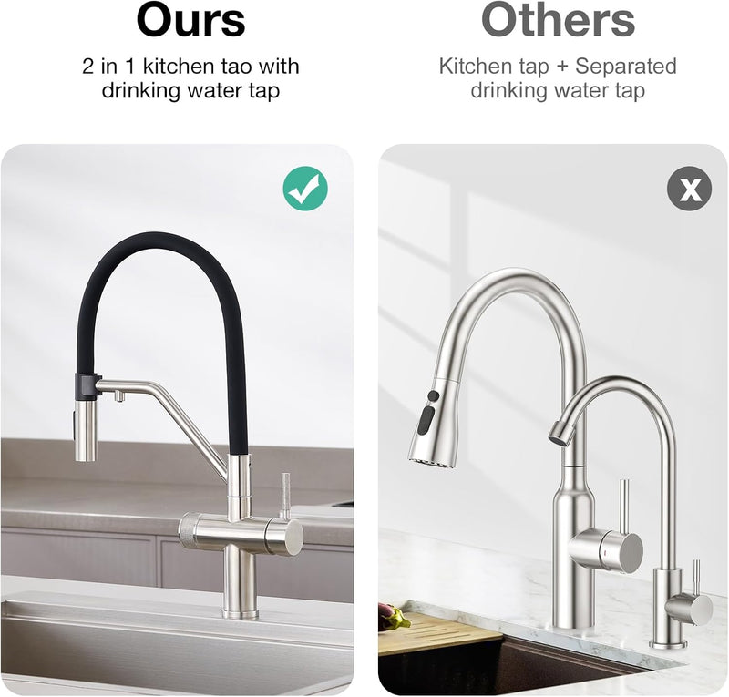 3 Way Kitchen Sink Tap with Pull Down