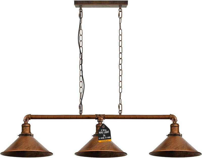 3-Way Vintage Retro Steampunk Pipe Light Bar Industrial