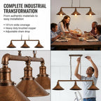 3-Way Vintage Retro Steampunk Pipe Light Bar Industrial