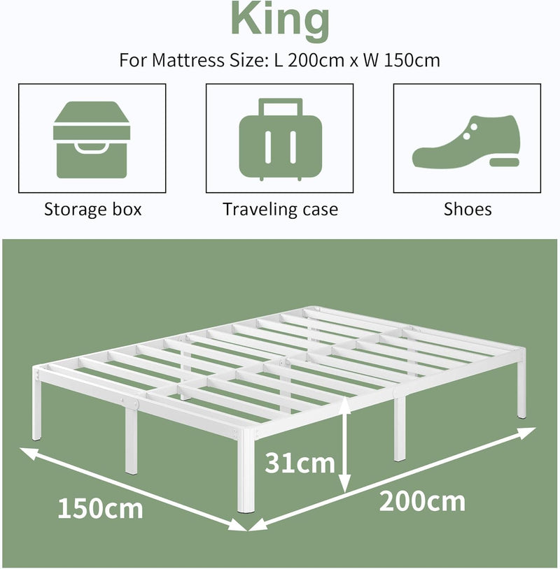 30.5CM High Bed Frame with Rounded Corners