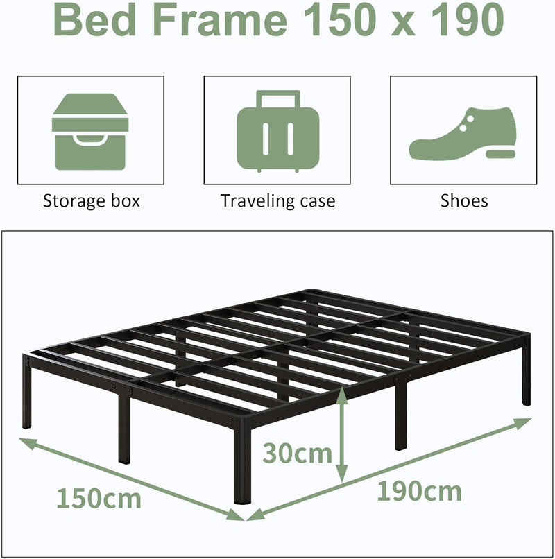 30.5CM High Bed Frame with Rounded Corners