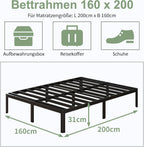 30.5CM High Bed Frame with Rounded Corners