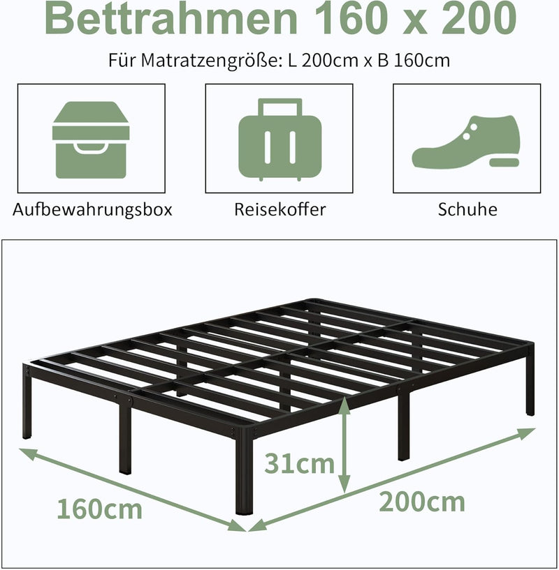30.5CM High Bed Frame with Rounded Corners