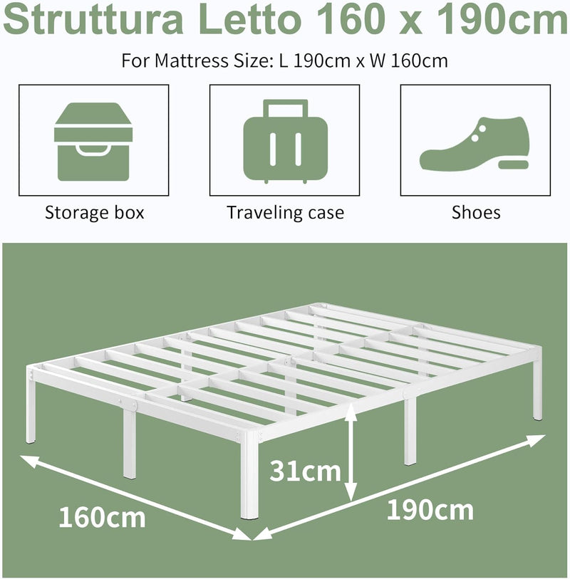 30.5CM High Bed Frame with Rounded Corners