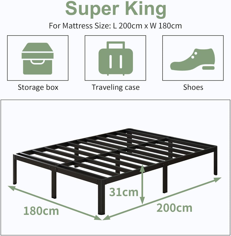 30.5CM High Bed Frame with Rounded Corners