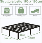 30.5CM High Bed Frame with Rounded Corners