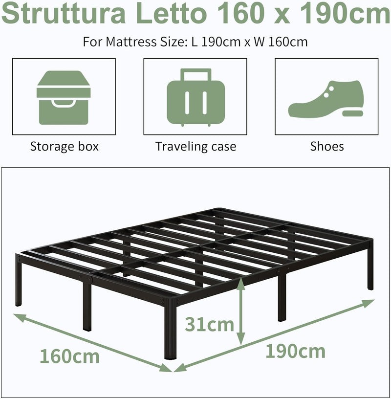 30.5CM High Bed Frame with Rounded Corners