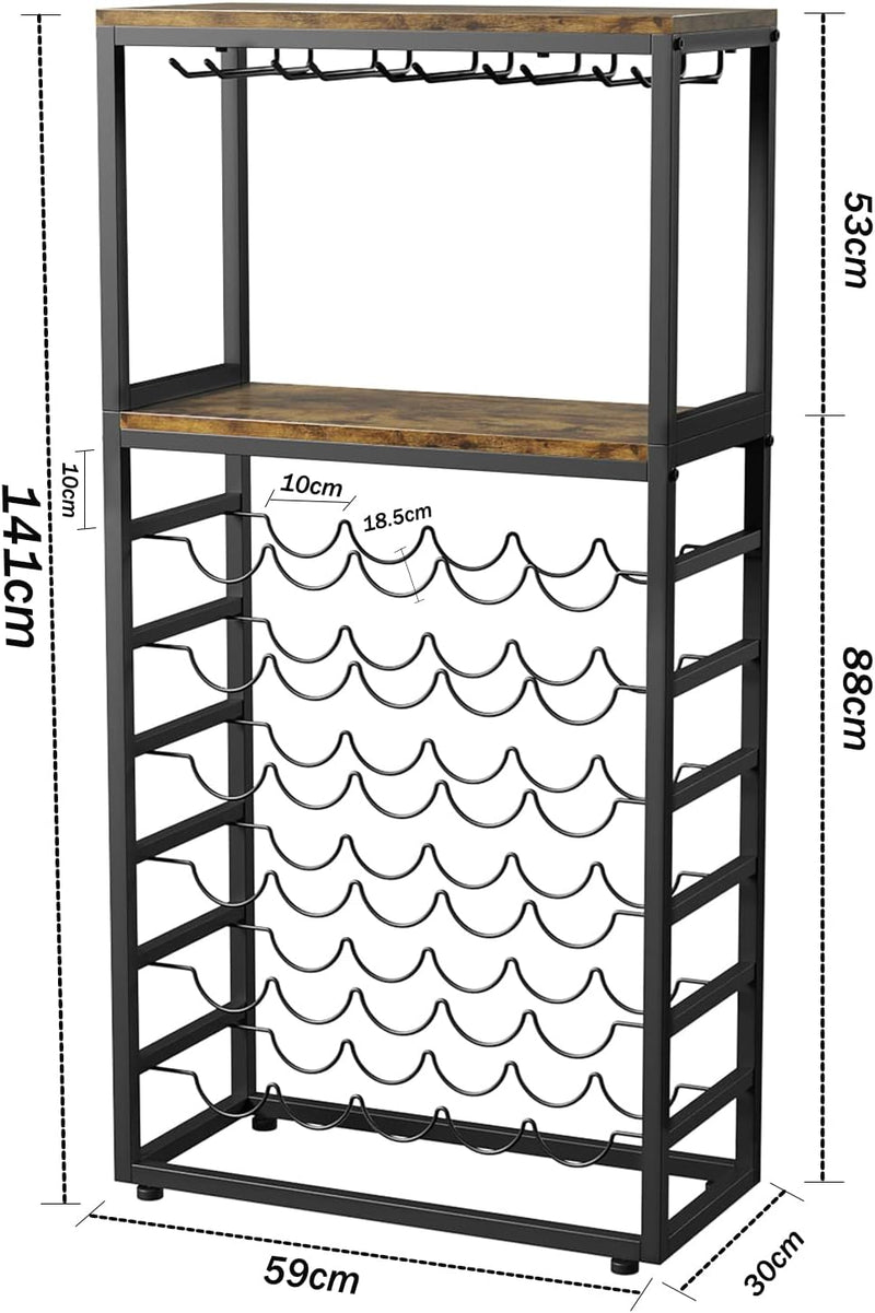 30 Bottles Wine Rack Free Standing Floor 6-Tier