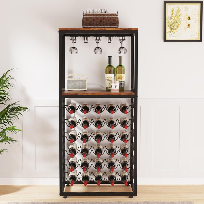 30 Bottles Wine Rack Free Standing Floor 6-Tier