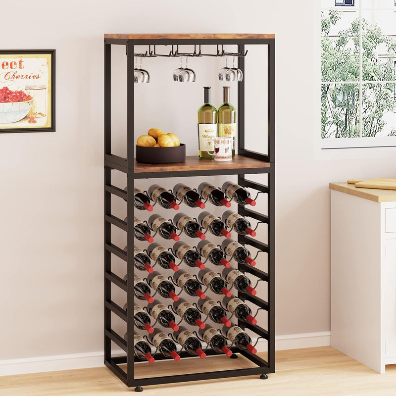 30 Bottles Wine Rack Free Standing Floor 6-Tier