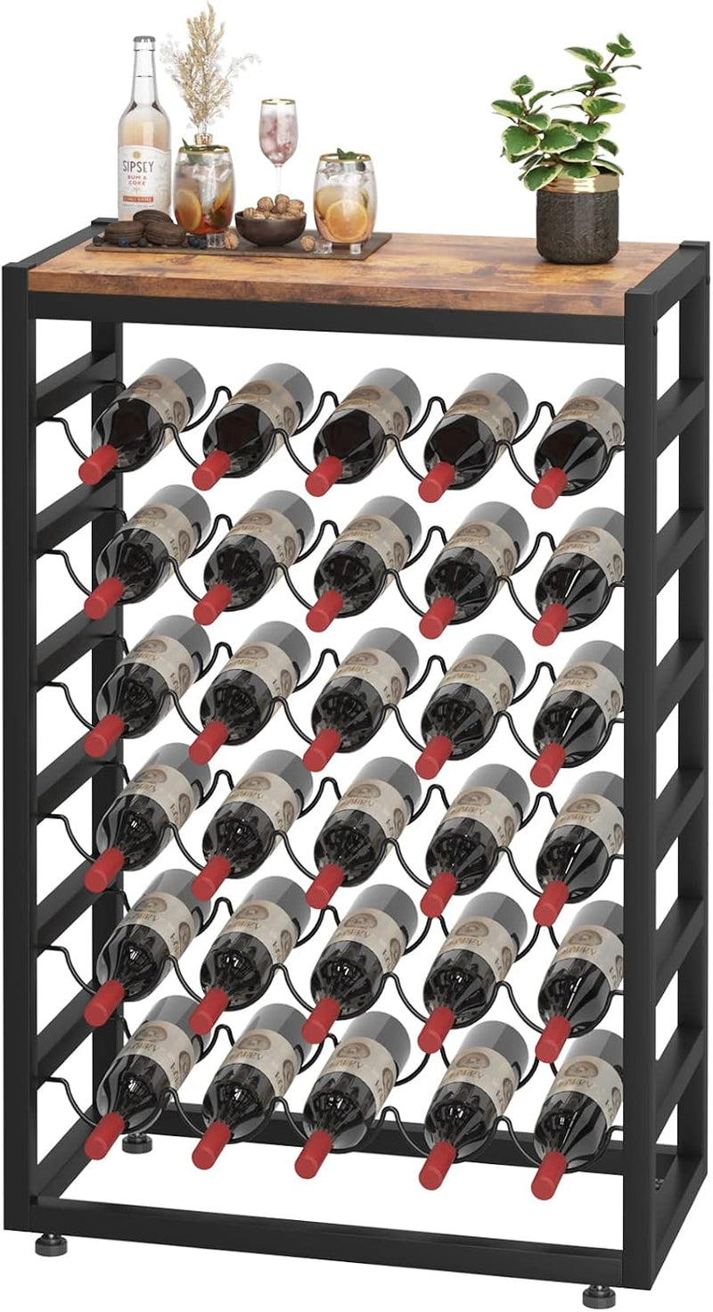 30 Bottles Wine Rack Free Standing Floor 6-Tier