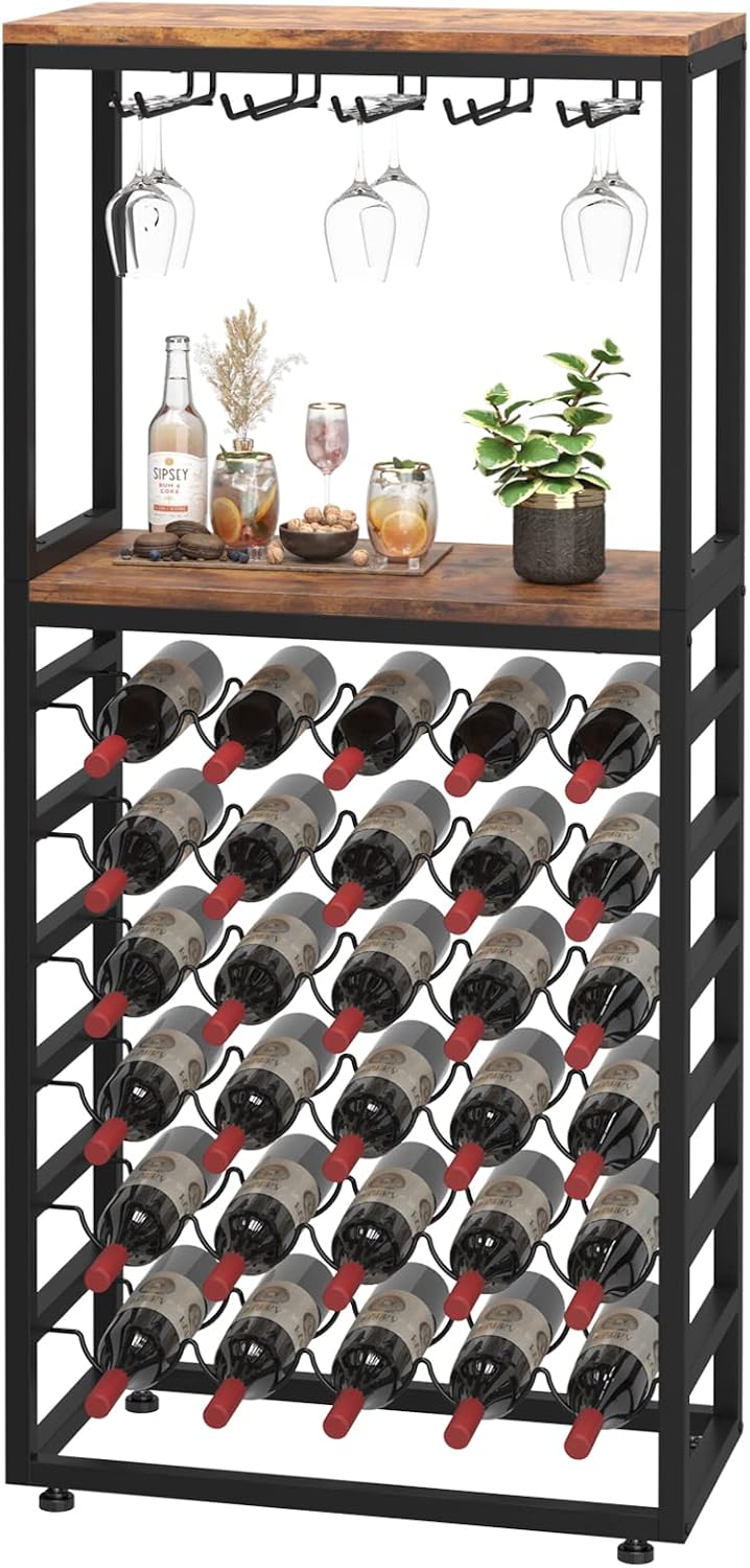 30 Bottles Wine Rack Free Standing Floor 6-Tier