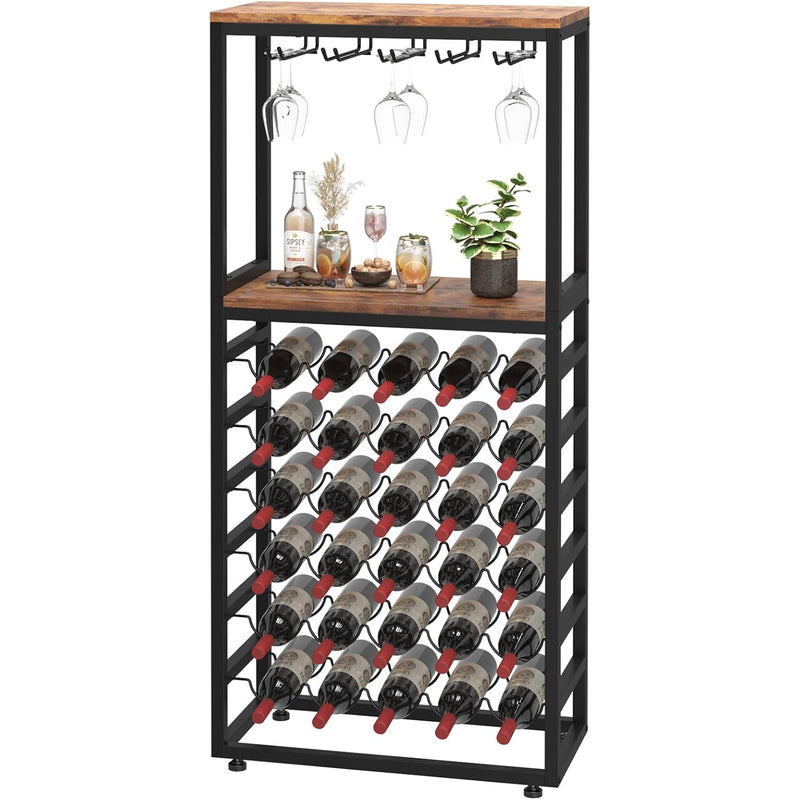30 Bottles Wine Rack Free Standing Floor 6-Tier