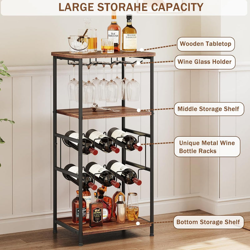 30 Bottles Wine Rack Free Standing Floor 6-Tier
