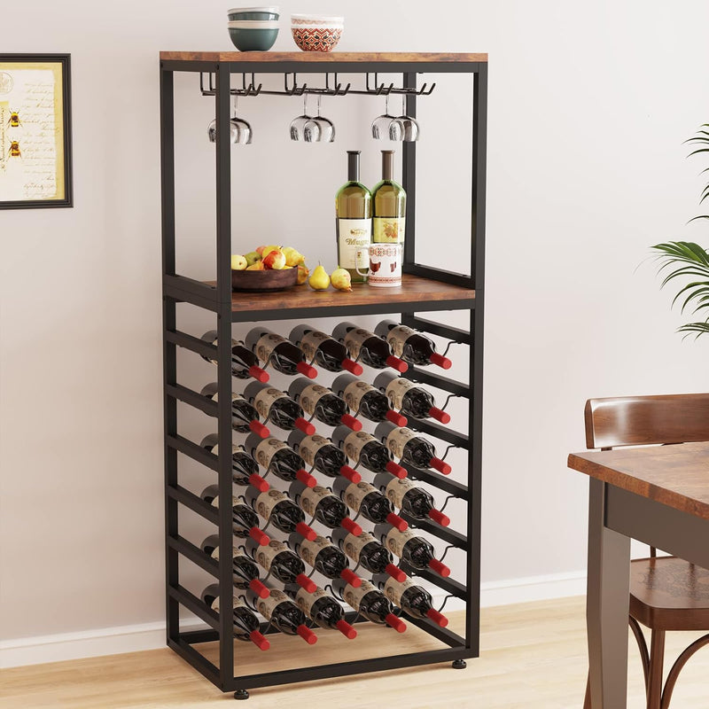 30 Bottles Wine Rack Free Standing Floor 6-Tier