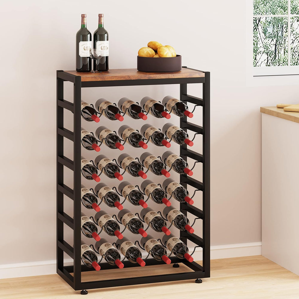 30 Bottles Wine Rack Free Standing Floor 6-Tier