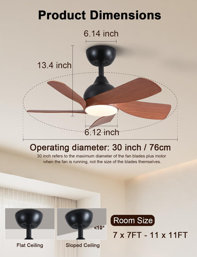 30 Inch Small and Walnut Colour Ceiling Fans