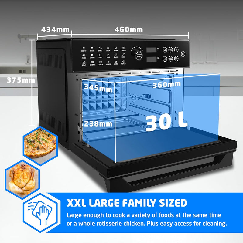 30 Litre Air Fryer Oven 1800W with Rotisserie