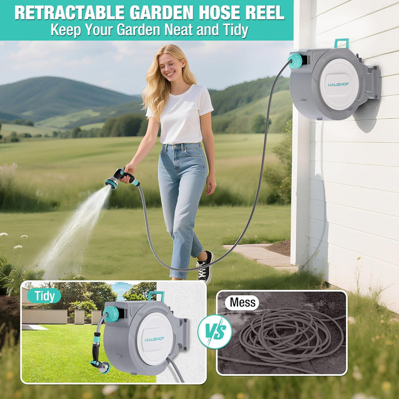 30 M Retractable Garden Hose Reel Wall Mounted