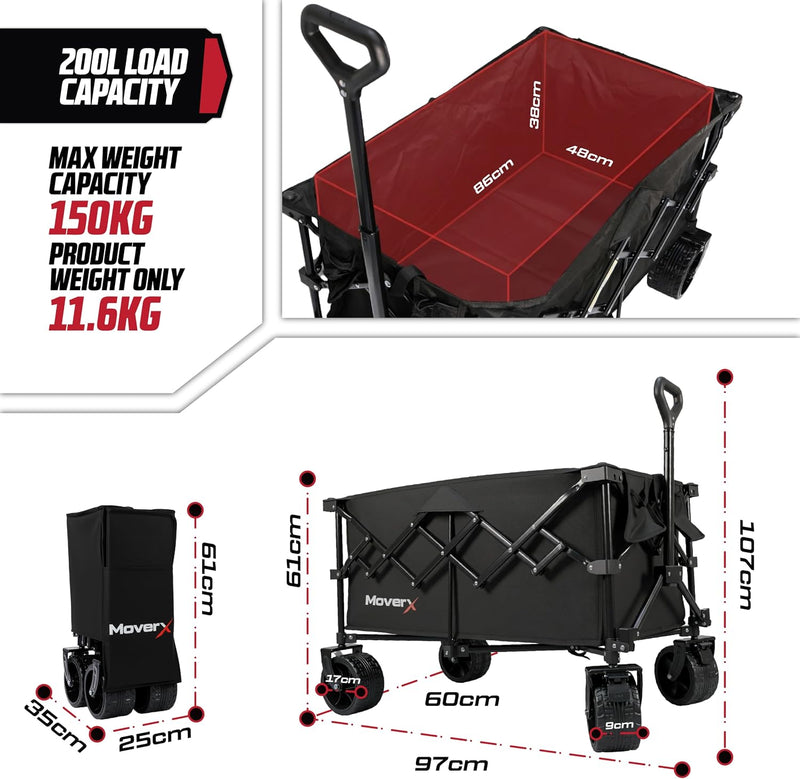 300L Festival Trolley on Wheels Folding Wagon Portable