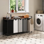 300L Laundry Basket 5 Compartments Hamper with Shelf