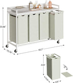 300L Laundry Basket 5 Compartments Hamper with Shelf