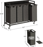 300L Laundry Basket 5 Compartments Hamper with Shelf