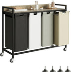 300L Laundry Basket 5 Compartments Hamper with Shelf