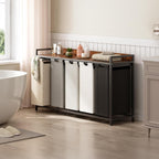 300L Laundry Basket 5 Compartments Hamper with Shelf
