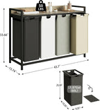 300L Laundry Basket 5 Compartments Hamper with Shelf