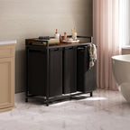 300L Laundry Basket 5 Compartments Hamper with Shelf