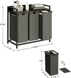 300L Laundry Basket 5 Compartments Hamper with Shelf