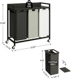 300L Laundry Basket 5 Compartments Hamper with Shelf