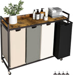 300L Laundry Basket 5 Compartments Hamper with Shelf