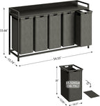 300L Laundry Basket 5 Compartments Hamper with Shelf