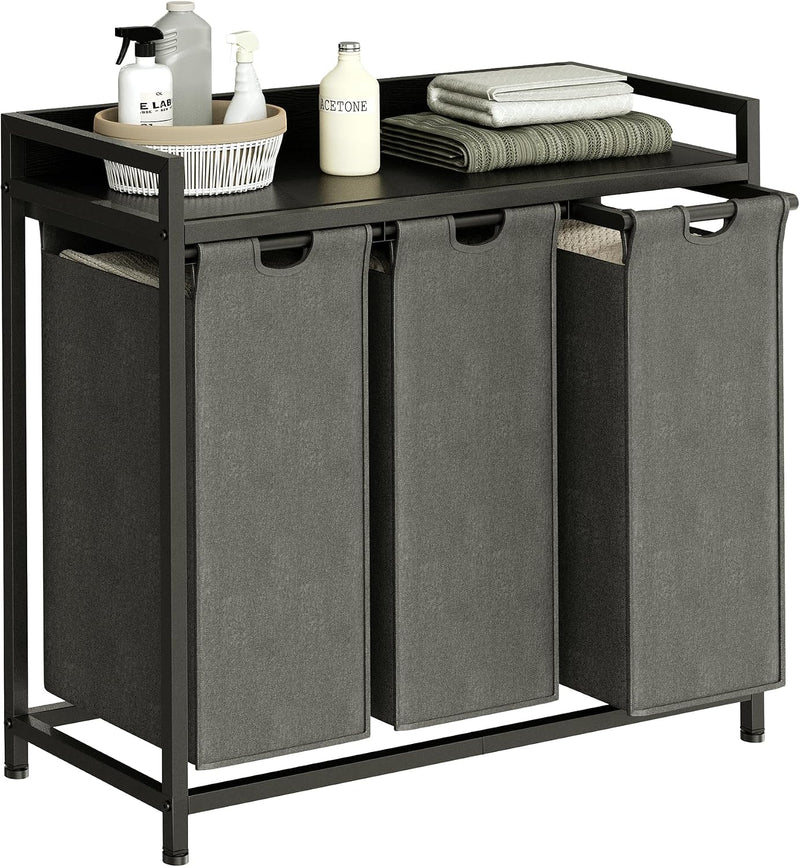 300L Laundry Basket 5 Compartments Hamper with Shelf