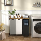 300L Laundry Basket 5 Compartments Hamper with Shelf