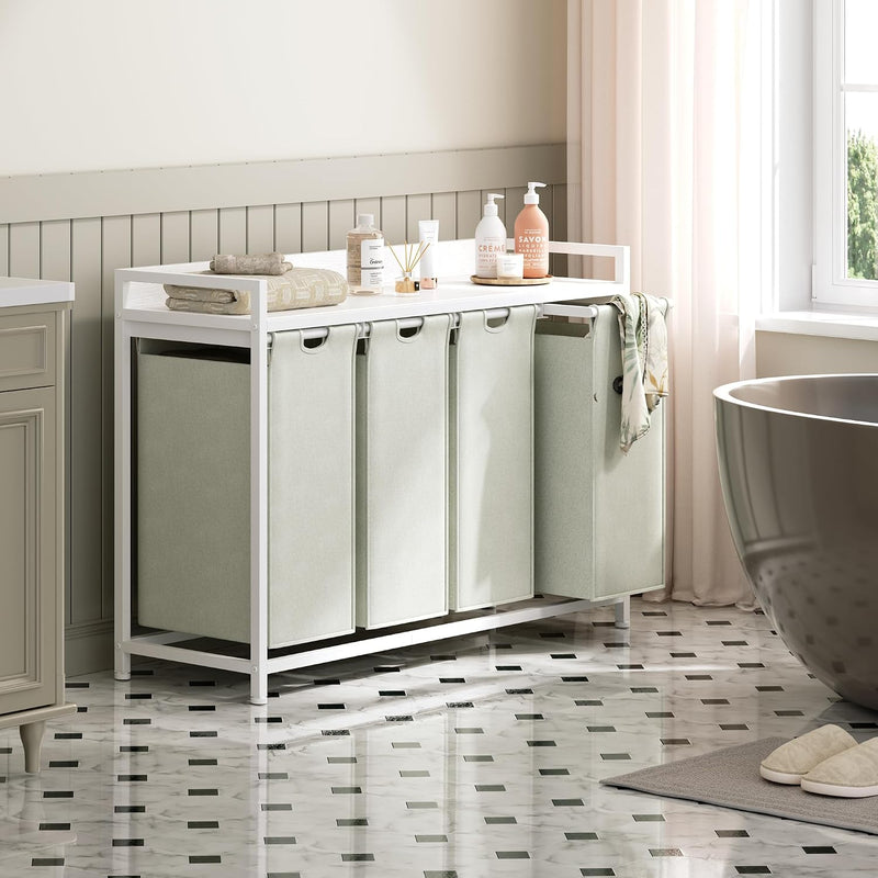 300L Laundry Basket 5 Compartments Hamper with Shelf