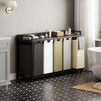 300L Laundry Basket 5 Compartments Hamper with Shelf