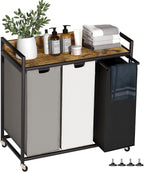 300L Laundry Basket 5 Compartments Hamper with Shelf