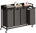 300L Laundry Basket 5 Compartments Hamper with Shelf