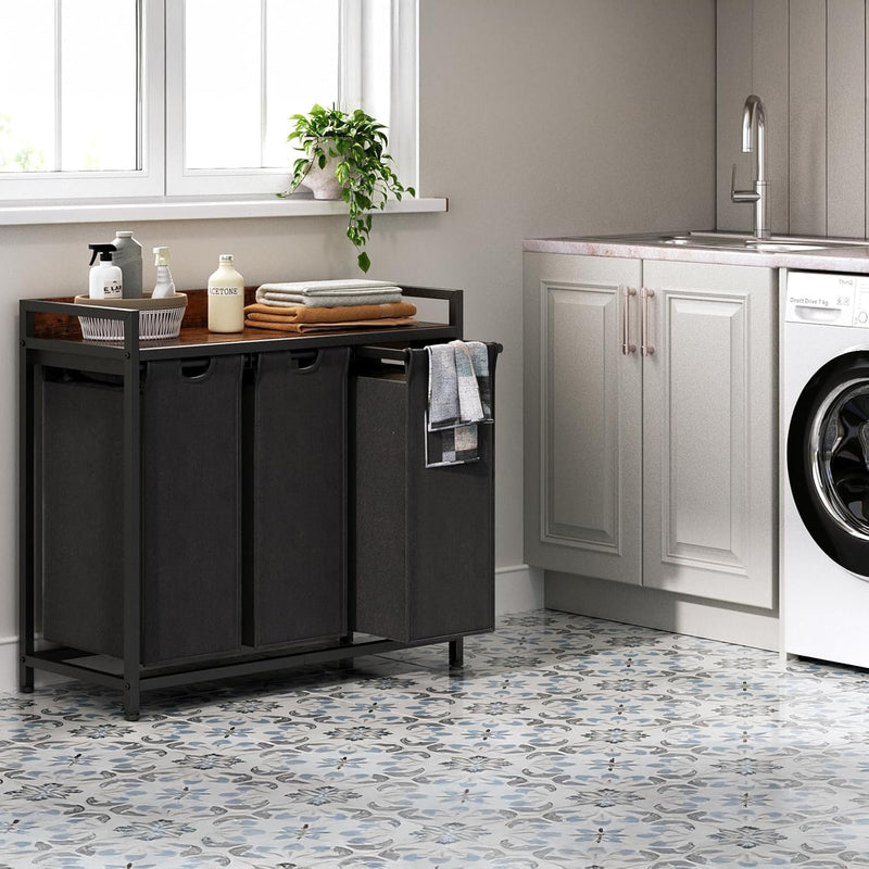 300L Laundry Basket 5 Compartments Hamper with Shelf