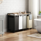300L Laundry Basket 5 Compartments Hamper with Shelf