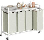 300L Laundry Basket 5 Compartments Hamper with Shelf