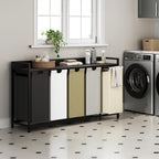 300L Laundry Basket 5 Compartments Hamper with Shelf