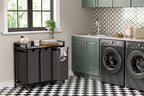 300L Laundry Basket 5 Compartments Hamper with Shelf