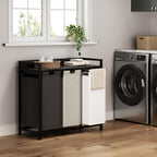 300L Laundry Basket 5 Compartments Hamper with Shelf