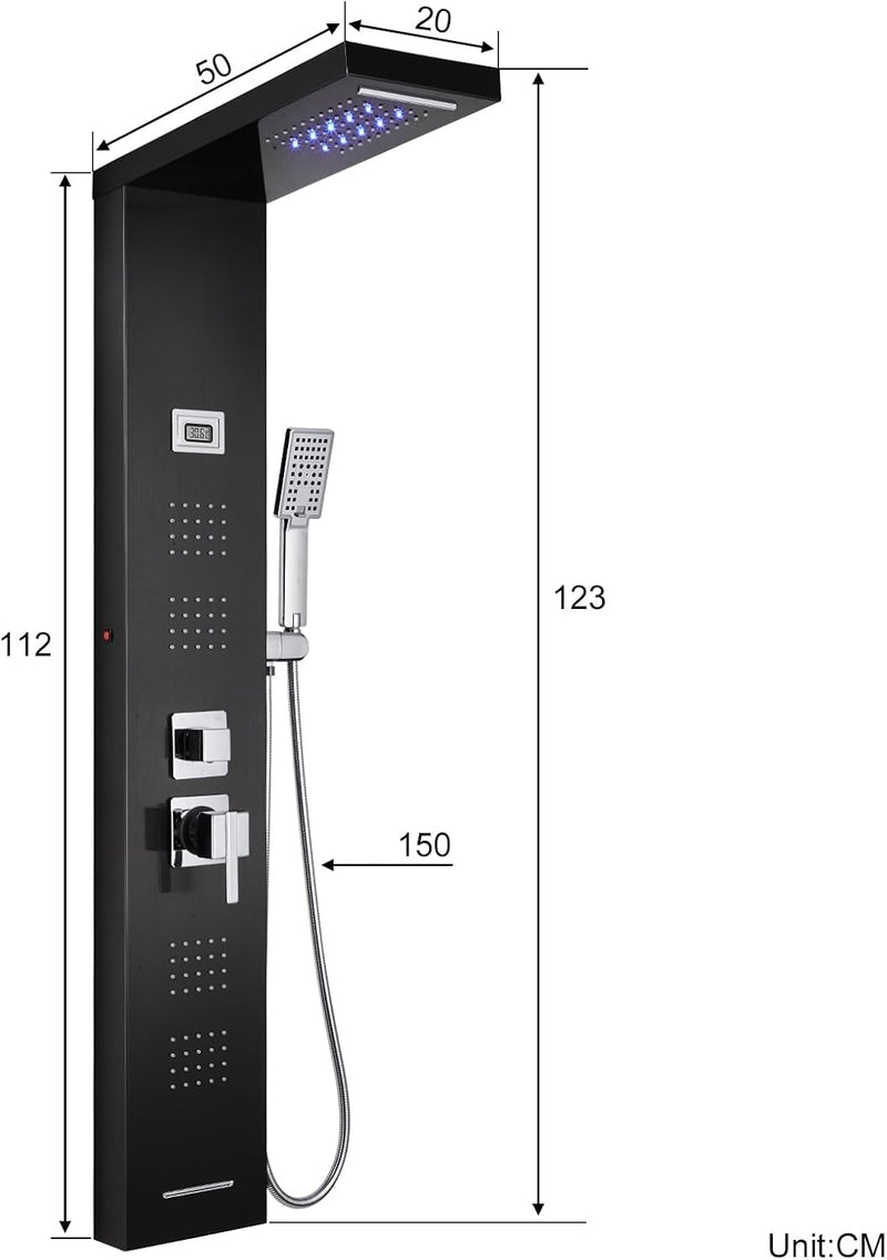 6 in 1 LED Shower Tower Panel