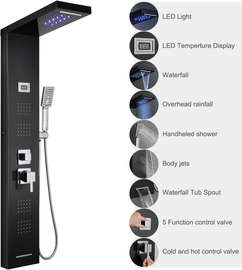 6 in 1 LED Shower Tower Panel