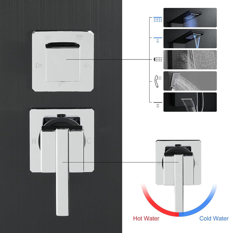 6 in 1 LED Shower Tower Panel